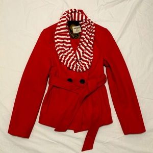 Infinity scarf- red white candy cane striped